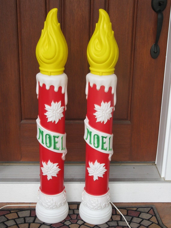 SUPER Nice Empire blow mold NOEL Christmas candlesset of 2