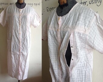 Vintage Wacoal Maxi Dress for New Moms with Breast Feeding Panel Maternity Pregnancy L XL Sweet pastel pink