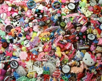 Assorted 25-100 pc. Childrens Grab Bag! Resin flat back, flatback ,cabochon, DiY, decoden, cell phone cases,hair bow centers, scrapbooks!