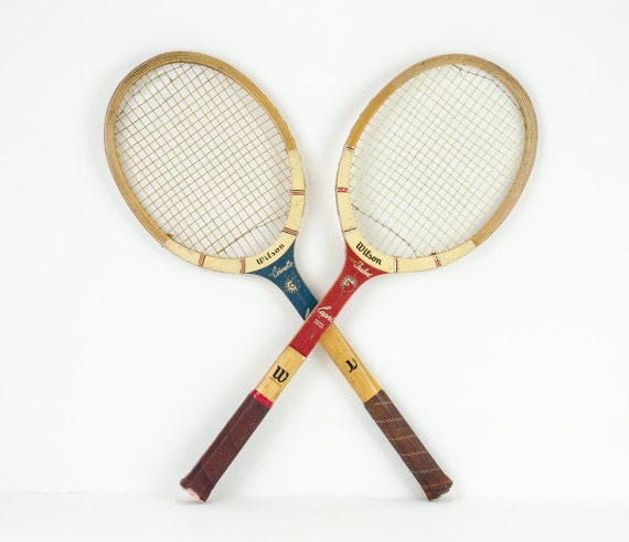 Vintage Wilson Capri Tennis Rackets with Wooden Covers