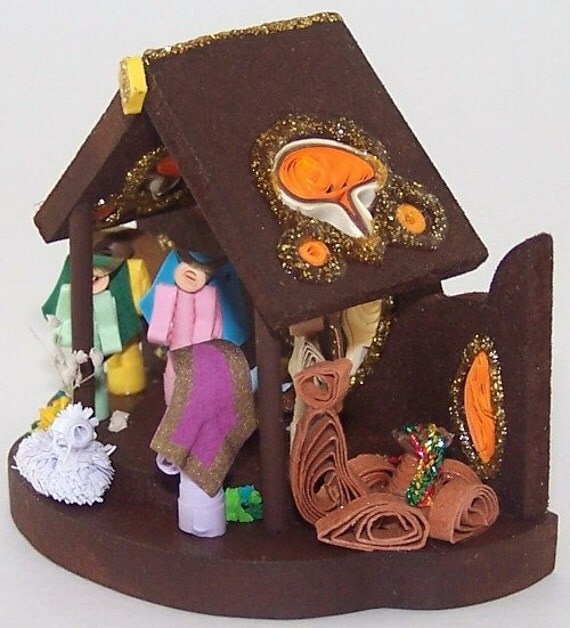Handmade Quilled Nativity Christmas Ornament Paper