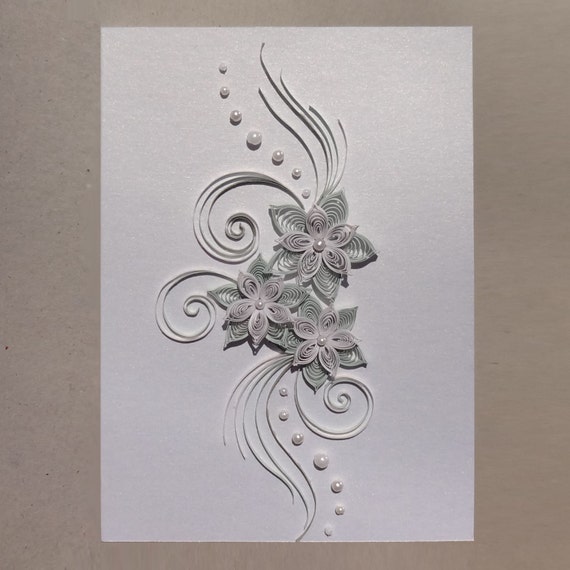 Paper Quilling wedding handmade greeting card with quilled
