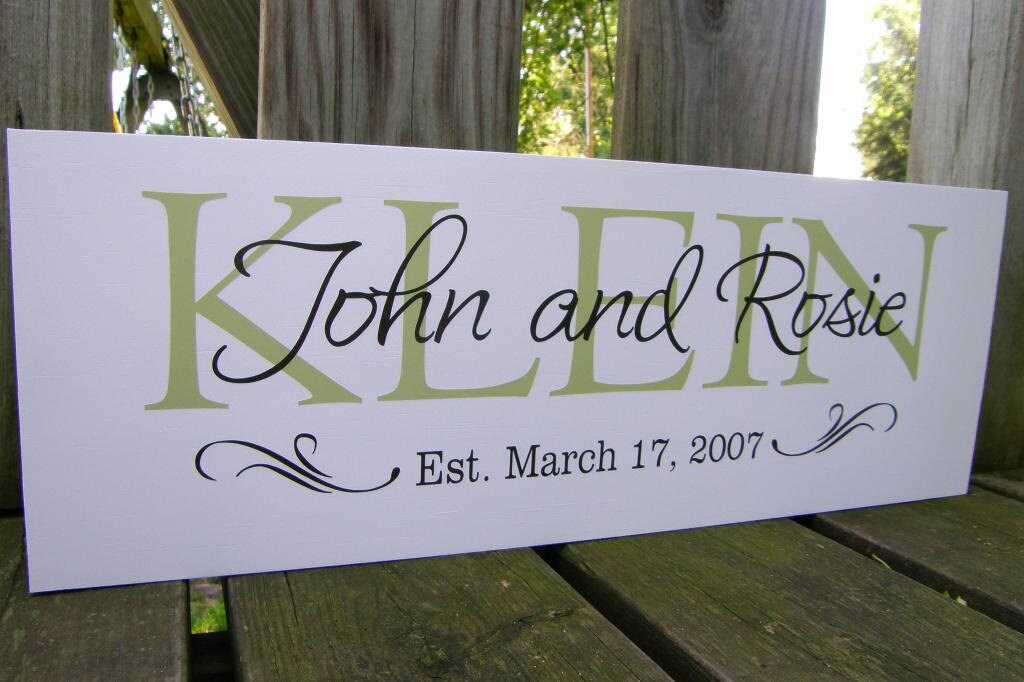 Family Established Sign Wedding Gifts family name sign with