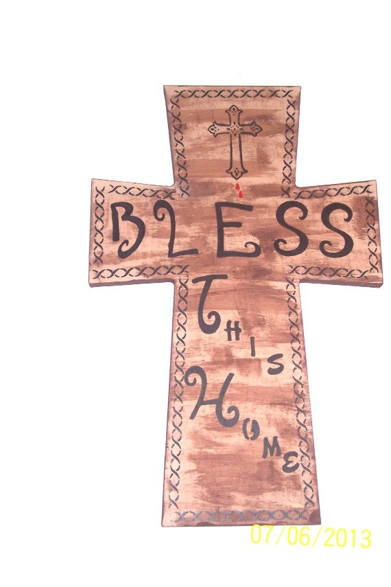 wood art jewelry etsy Cross Bless This Home Wall Art | 570 x 855