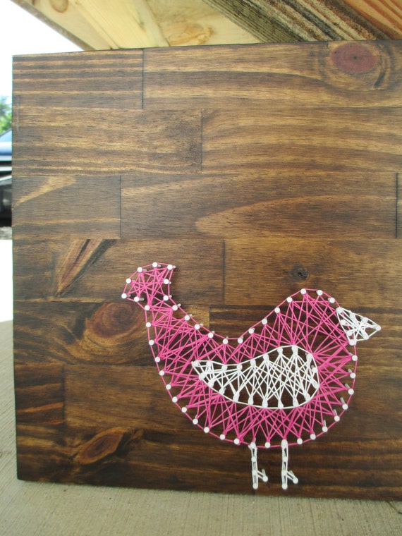 Items similar to String Art Bird, Nail and String Art, Nursery Decor on ...