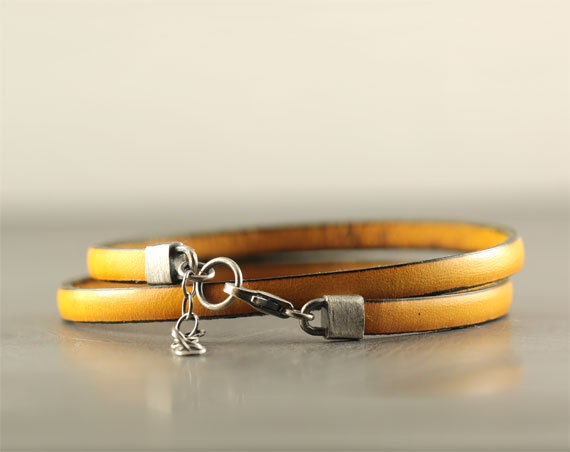 Items similar to Accessories for men, mens jewelry, jewelry for men, yellow double wrap bracelet ...