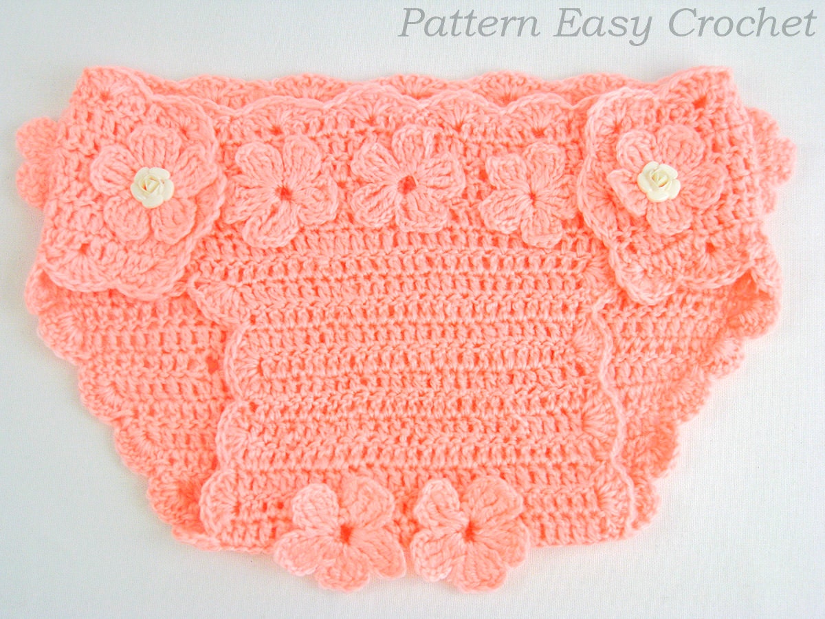 Crochet pattern baby diaper cover floral instant download
