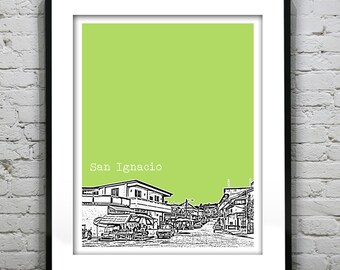 San Ignacio Belize Poster Art Skyline Print