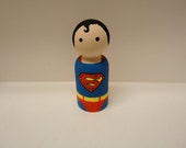 Superman Wooden Peg Doll