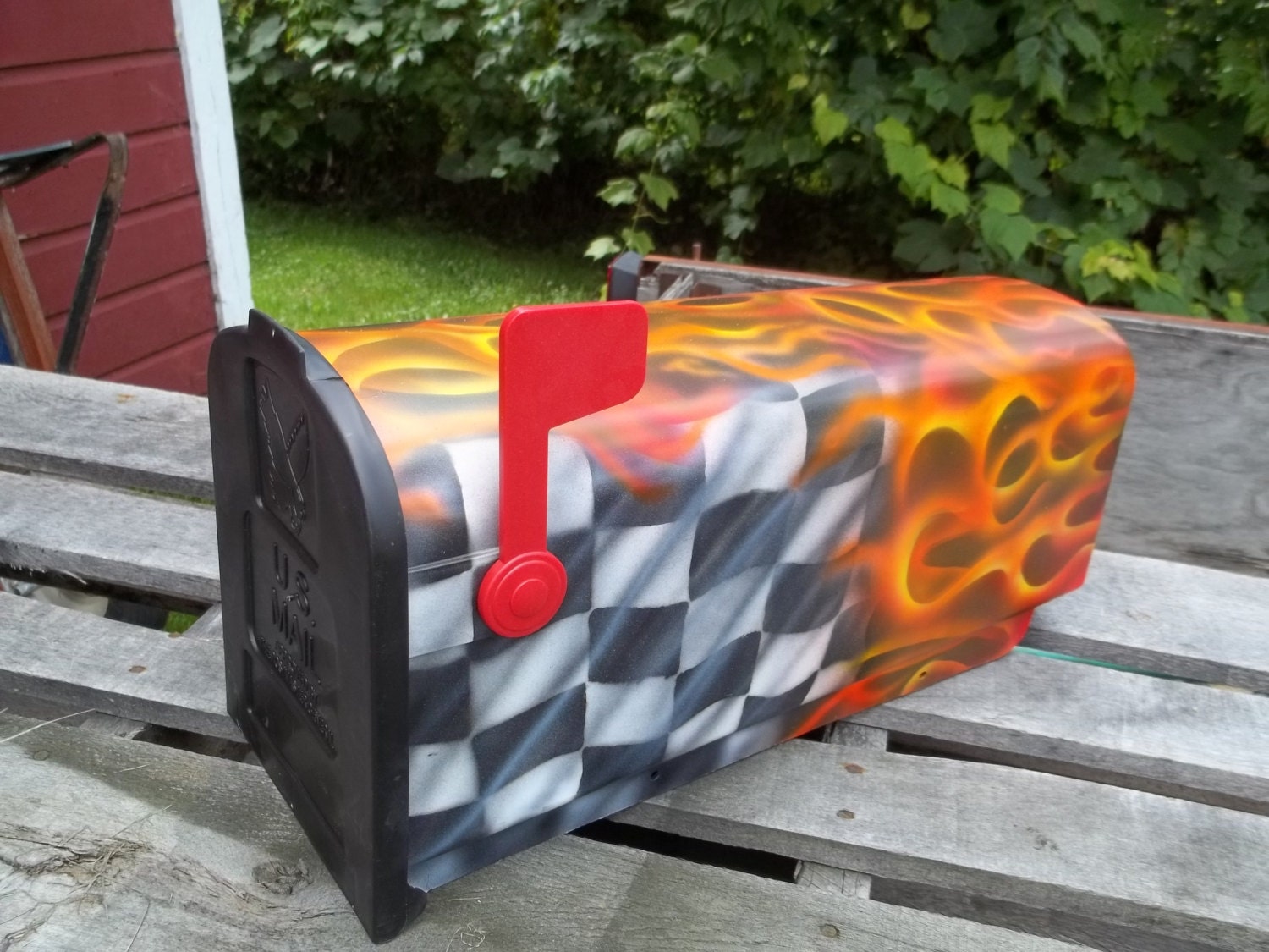 Painted Mailbox Standard size PlasticCheckered by AJWoodcrafts