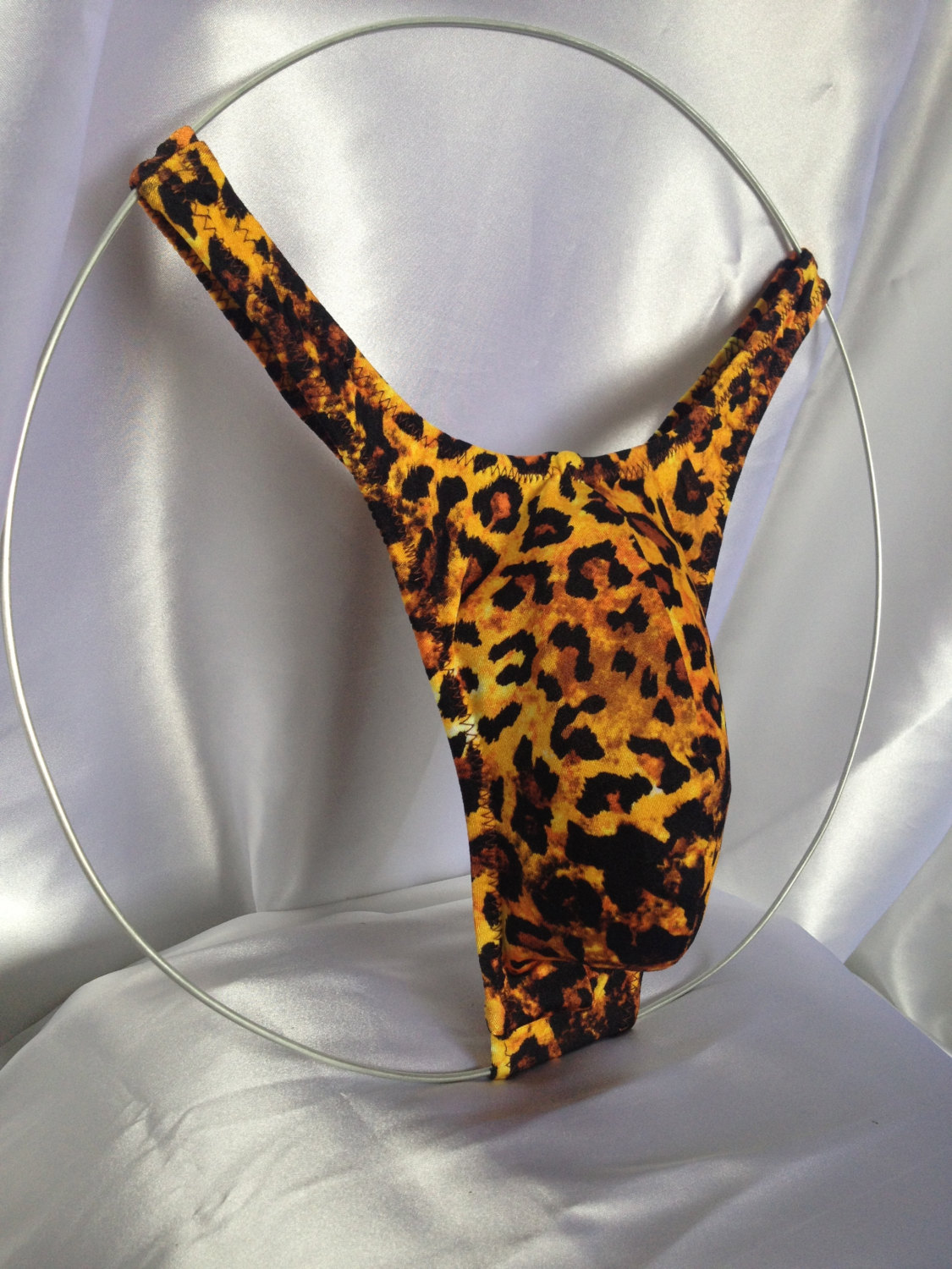 Mens Leopard Animal Print Thong Underwear Swimsuit