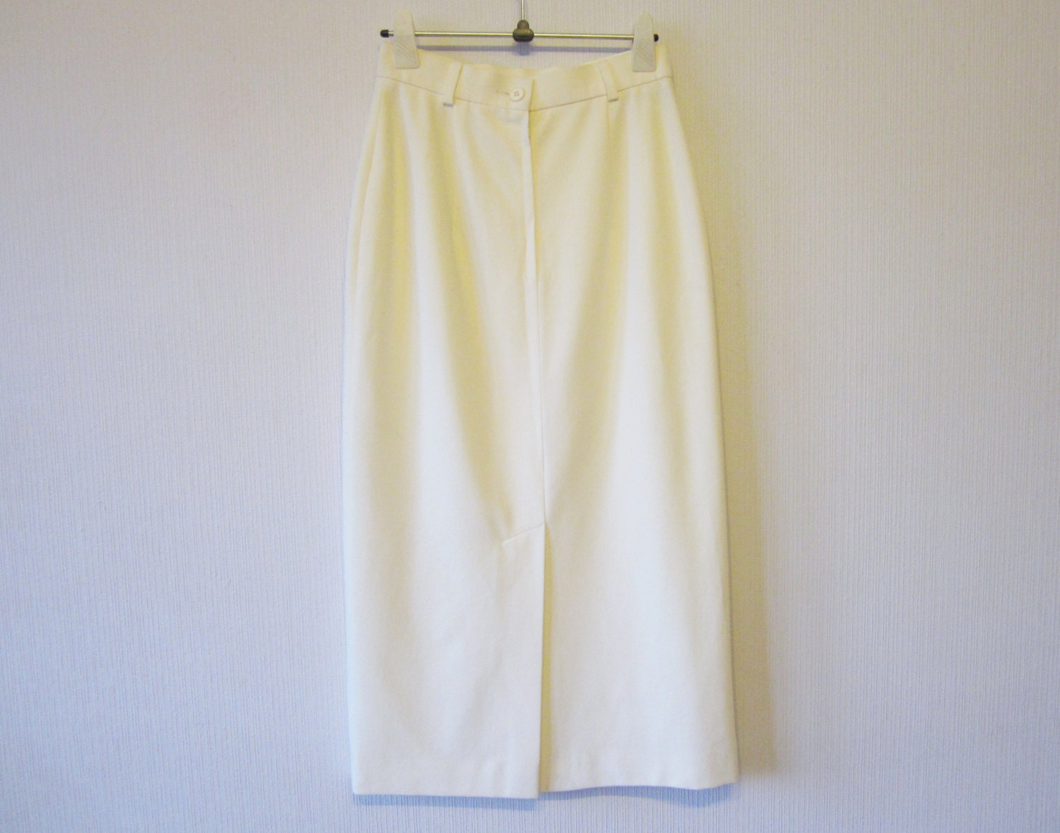 Ivory off White Pencil Skirt Midi High Waisted by VintageDreamBox