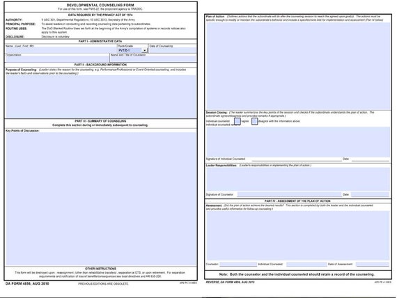 Blank Fillable Da Form 4856 Printable Forms Free Online