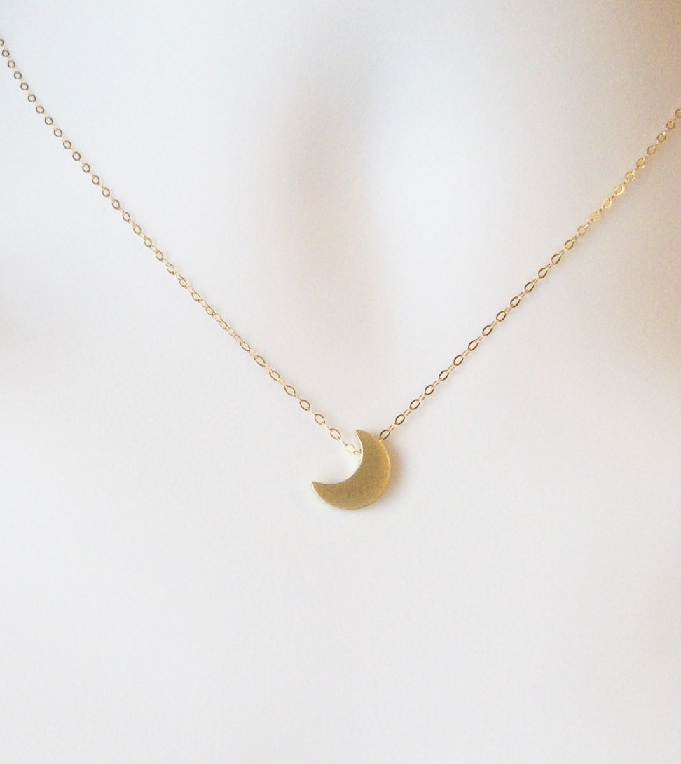 Gold Moon Necklace Crescent Moon Necklace by WanderingDandelion
