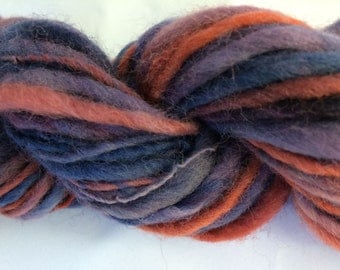 Handspun Merino Yarn, Single ply, Thick & Thin, Purple/Blue/Red, Approx 41 Yards