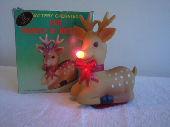 Vintage Light Up Rudolph The Red Nosed by PlayfullyVintage on Etsy