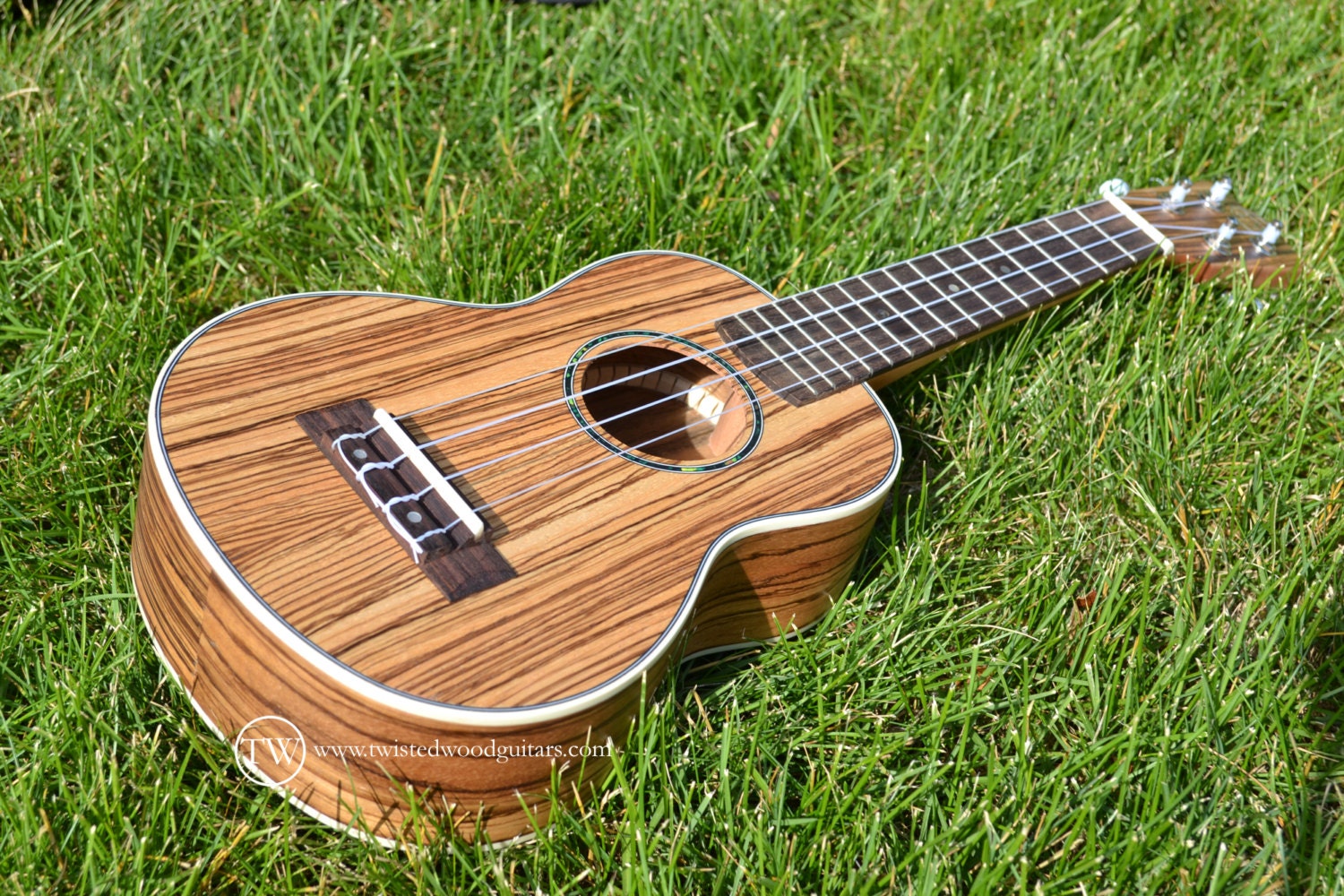 Zebra Wood Ukulele Handcrafted 21 by TwistedWoodGuitars on 