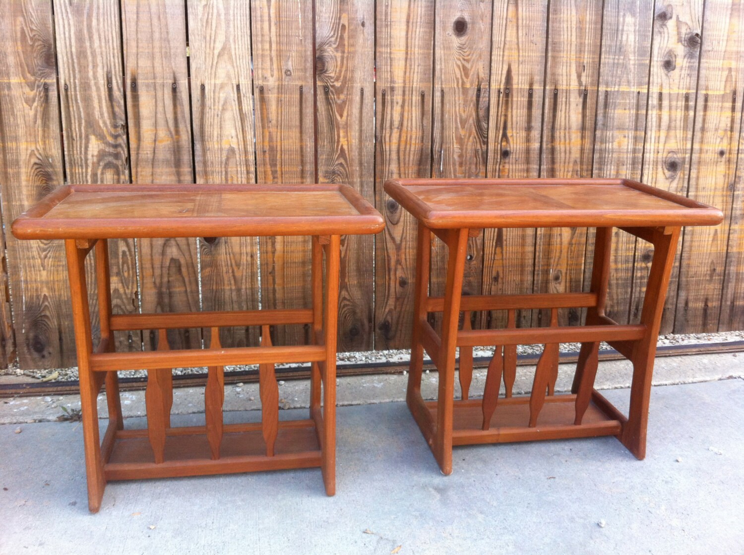 Set of Mid Century Teak Night Stands / End Tables Haute Juice