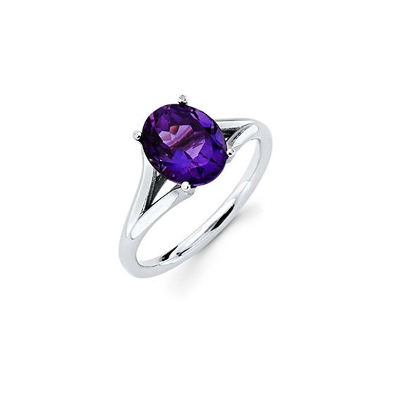 White Gold Oval Amethyst Ring, White Gold Ring, Amethyst Ring, Promise ...