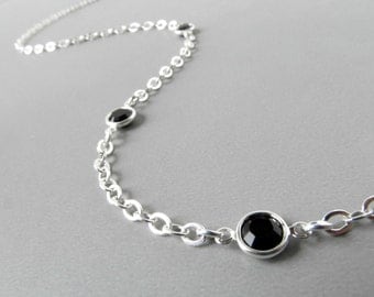 Silver Eyeglass Lanyard - Black Swarovski Crystals - Eyeglass Necklace - Eyeglass Chain for Women - Reading Glasses Leash - Eyeglasss Leash