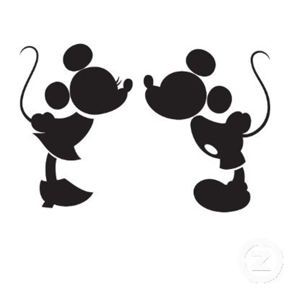 Download Mickey and Minnie Kissing Silhouette Decal by NerdVinyl on ...