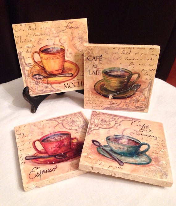 Items similar to Coffee Cup Coasters Set of 4 on Etsy
