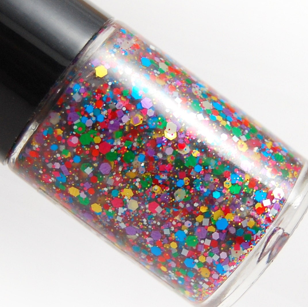 Rainbow Reflections Glitter Nail Polish by beyondthenail on Etsy