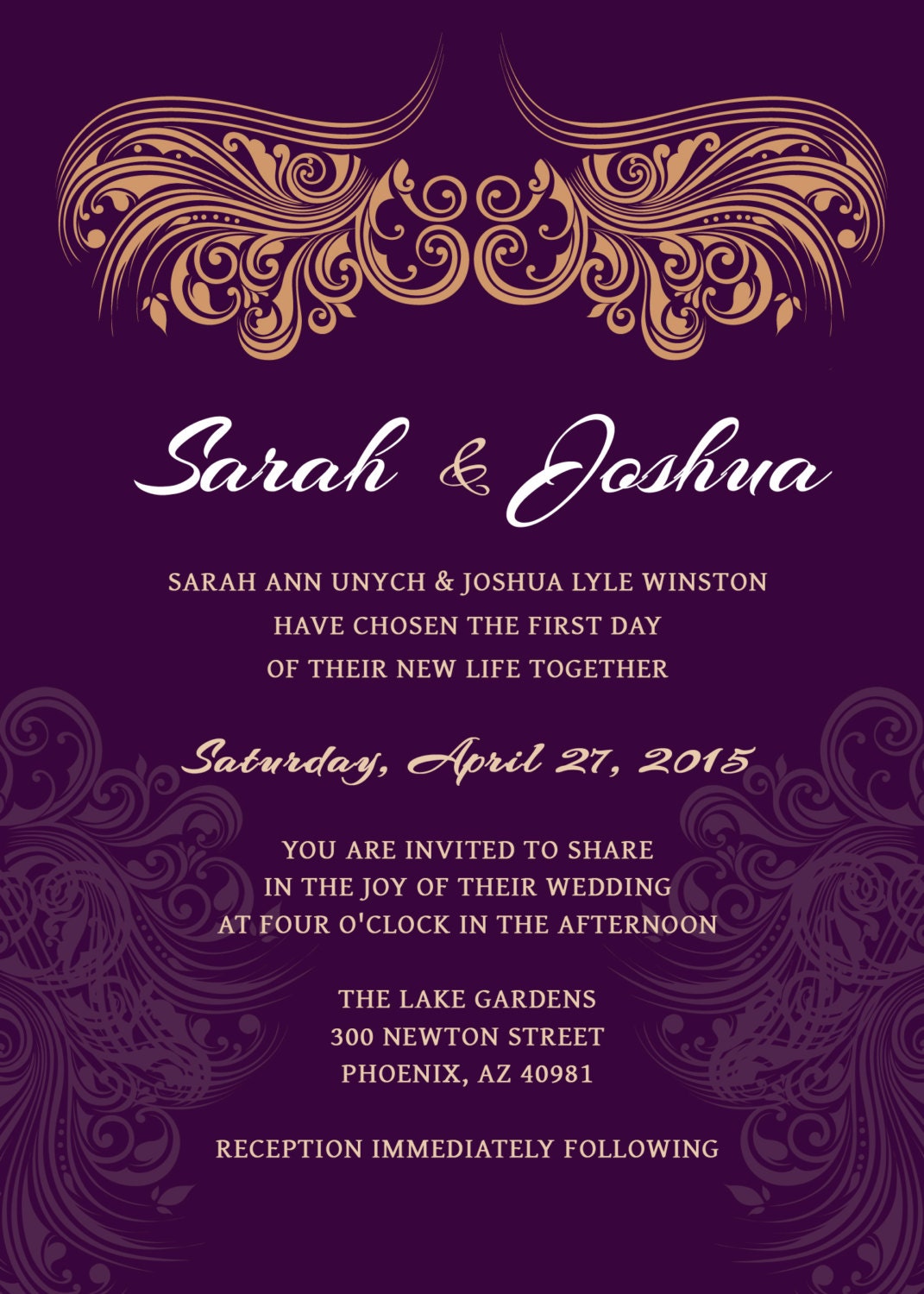 Wedding Invitations Purple And Gold 3