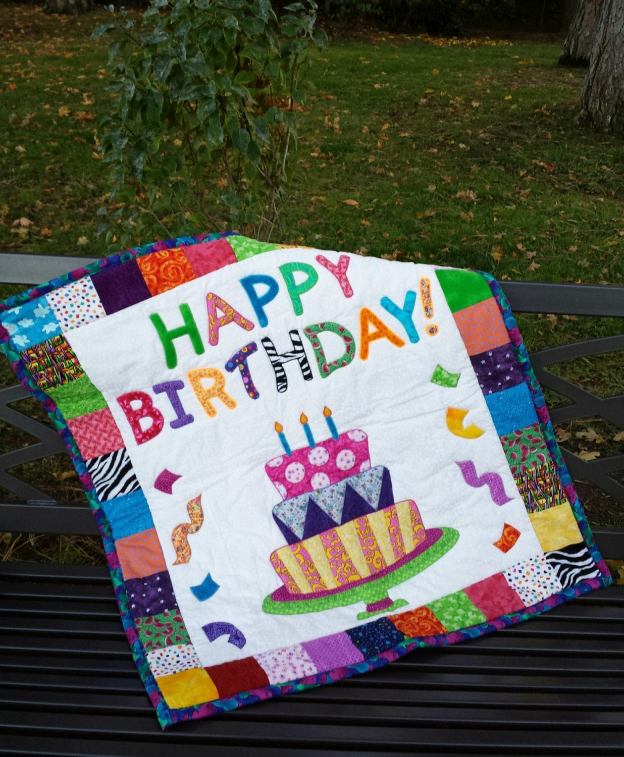 Handmade quilt Quilted Wall Hanging Happy Birthday Home