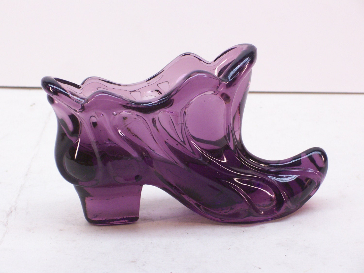 Vintage Fenton Amethyst Glass Slipper 1980's by GarageSaleGlass