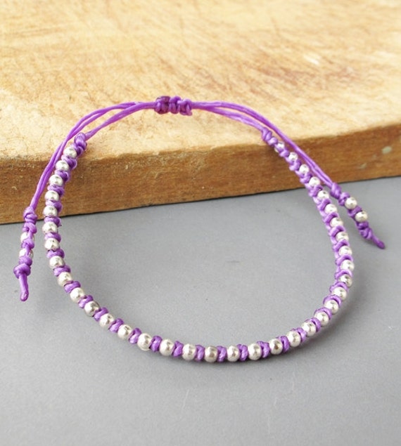 Purple Friendship Bracelet with Bead