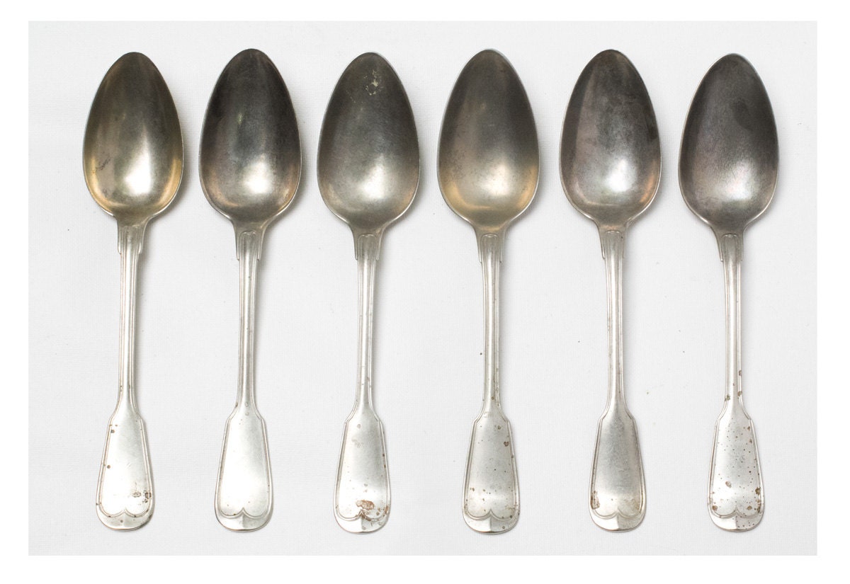 Vintage Set of 6 Silver Plated Spoons Berndorf Wellner Alpacca