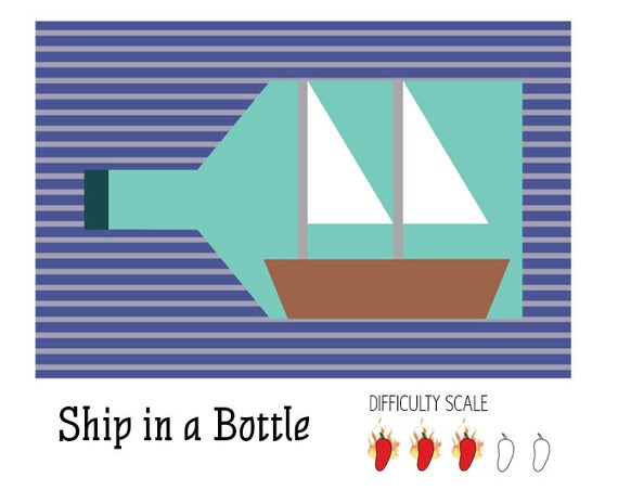 Ship in a Bottle pieced quilt pattern in PDF