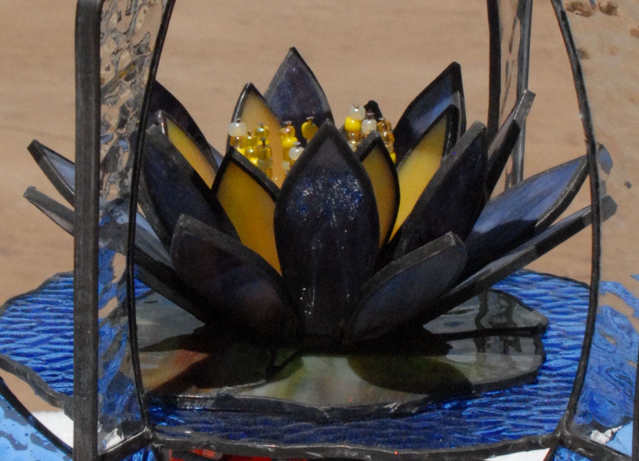 Under the Lily Pad 3D Stained Glass Whirl on Base