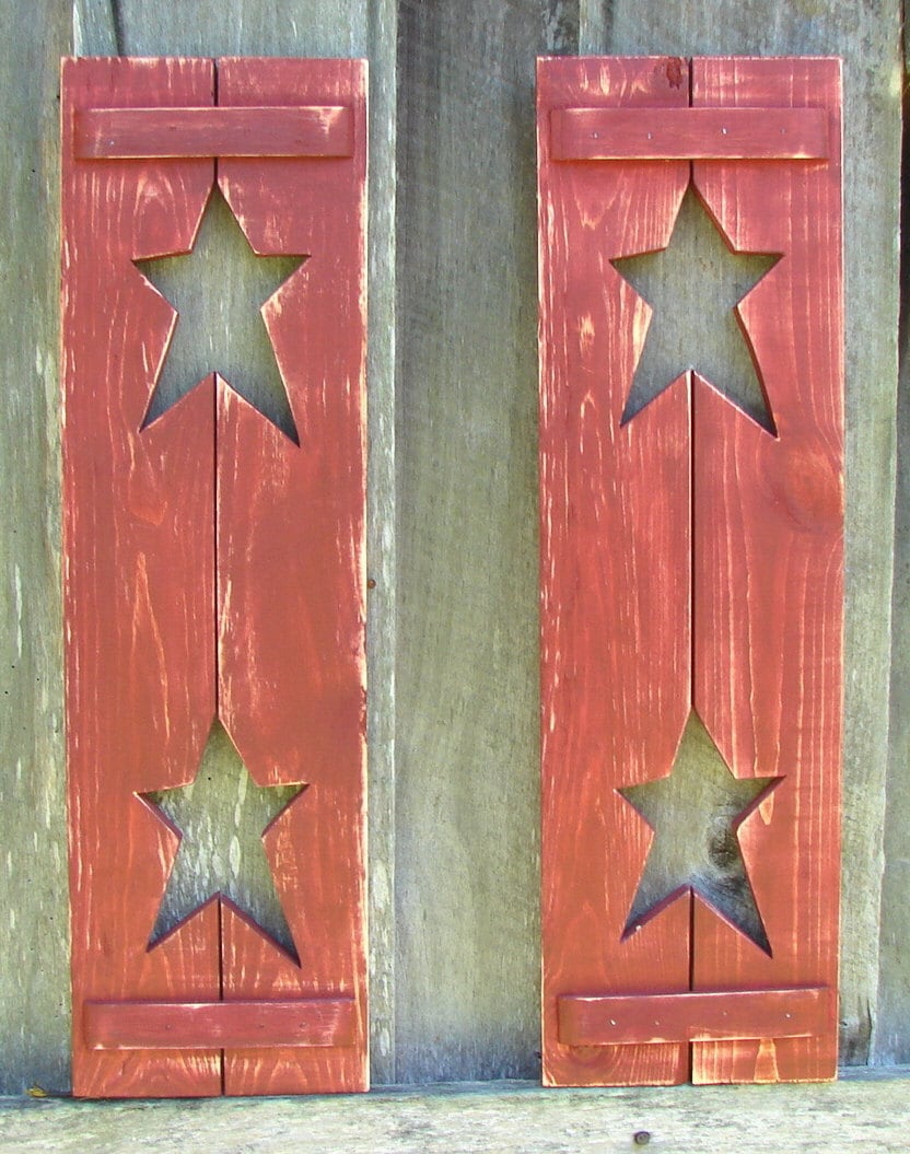 Decorative Rustic Wood Shutters With 2 Stars In Each Two In   Il Fullxfull.497916890 5622 