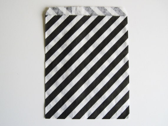 12 Black STRIPE Designer Party Favor Bags, Weddings, Birthday, Shower Il_570xn