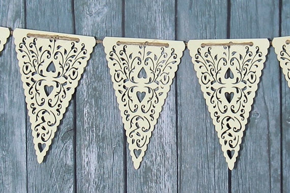 Cream Heart Banner - Ivory Valentines Banner - Paper Lace Bunting - Paper Garland - Nursery Decor - Wedding Decoration - Wedding Photo Prop Il_570xn