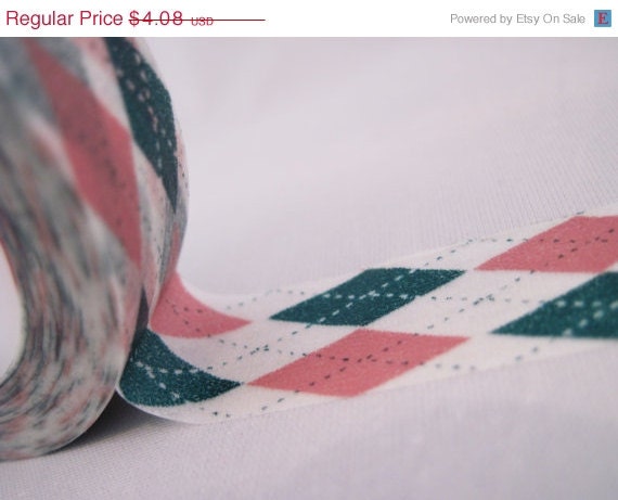 15% off - 15 Yards Pink, Green and white Argyle washi tape Il_570xn