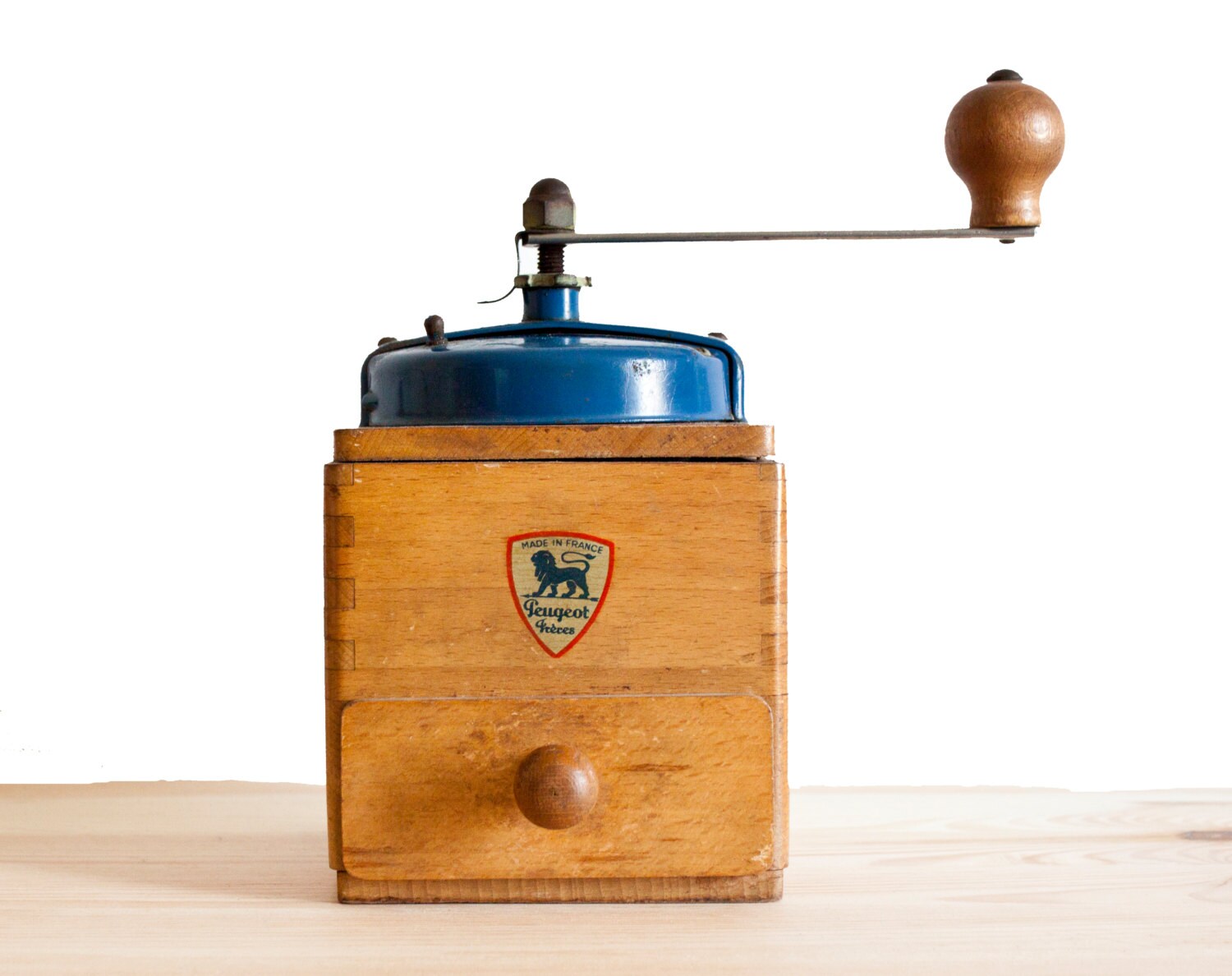 Peugeot Frères Antique French blue Coffee Grinder 1950’s Vintage