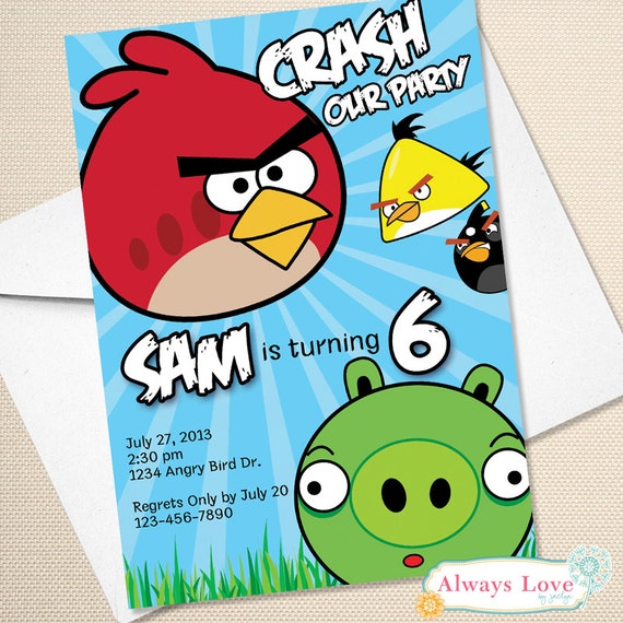 Personalized Angry Birds Birthday Invitations 1