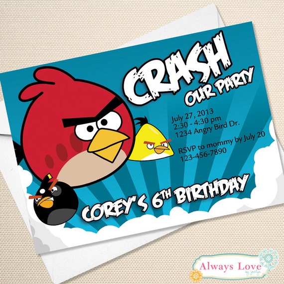 Personalized Angry Birds Birthday Invitations 2