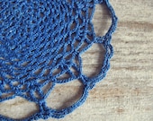 Two Blue Crocheted Doilies - Soviet vintage - set of 2 round lace doilies - crochet doily - made in USSR