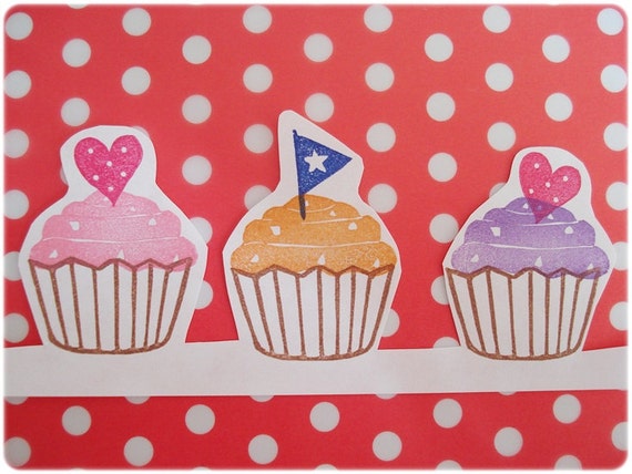 Cup cake stamps set of 4 in the red box. Let's party!