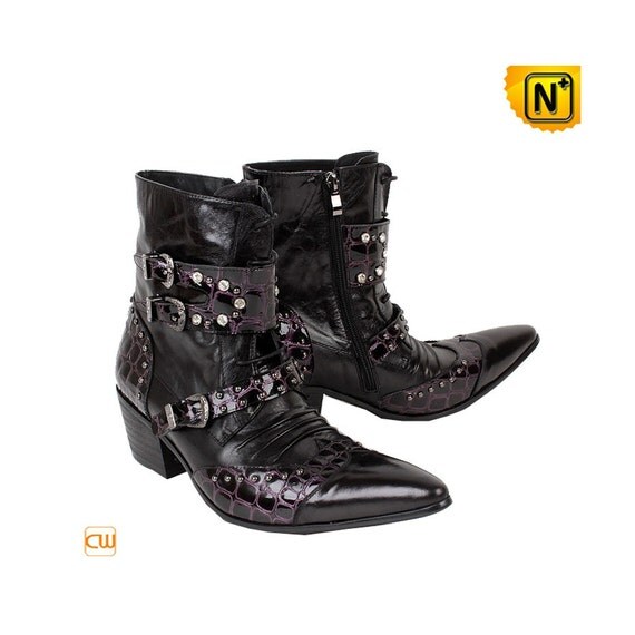 Mens Leather Dress Boots Black CW769134 by on Etsy