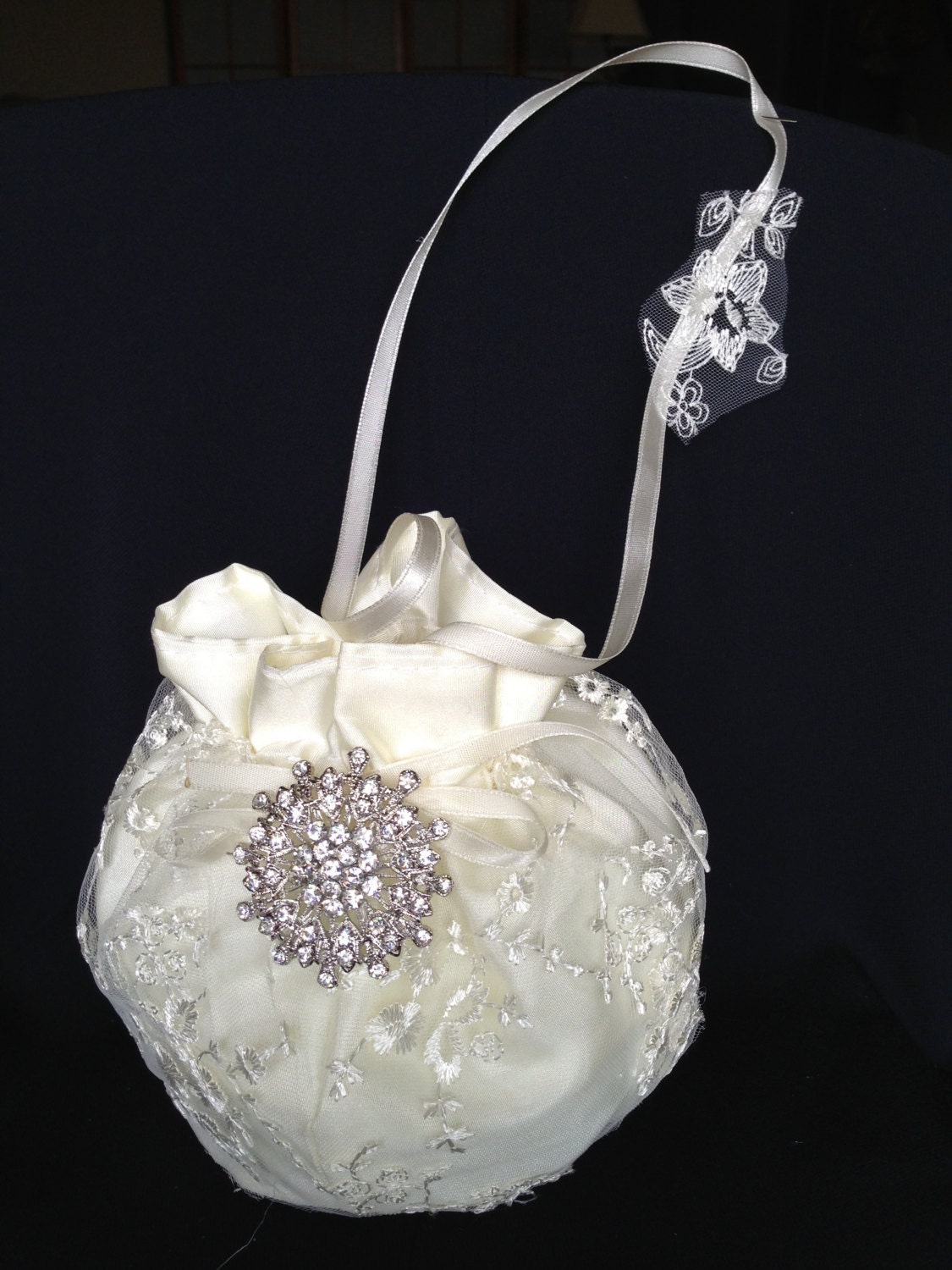 Bridal Money Purse Ivory or White Lace Wedding Bag Wedding