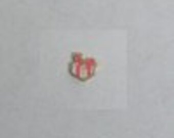 Store Closing Sale - Birthday Present Gift Box Pink and White Gold Metal Floating Charm for Glass Lockets 308