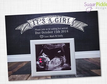 Pregnancy Announcement Card, It's a girl, Pregnancy announcement, Pregnancy Announcement Idea, Printable Pregnancy, Ultrasound Announcement