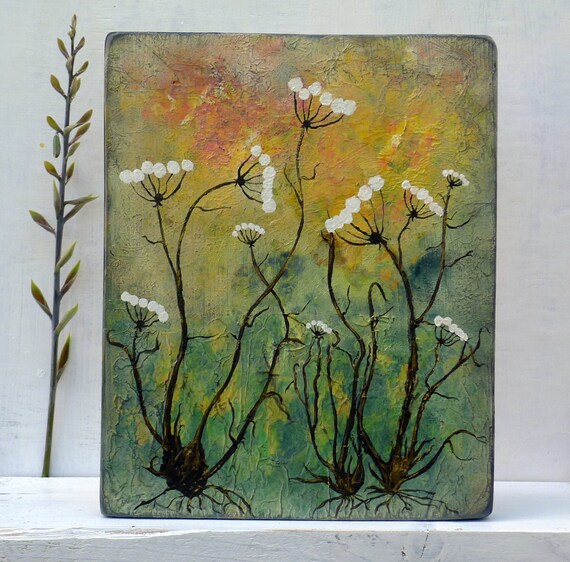 Items similar to Original Painting on Wood. Abstract Art. Flowers