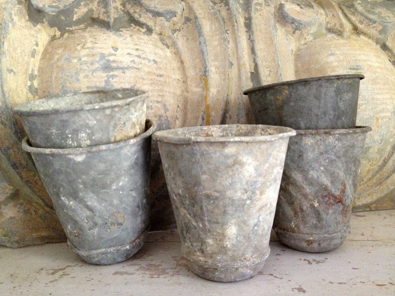 antique French zinc pots