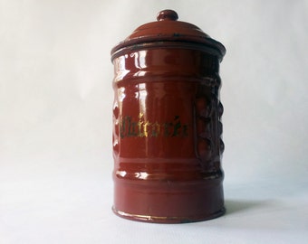 1940's French Kitchen CANISTERS/ French enamelware/ French decor/French kitchen/Shabby chic/ French country /Rustic